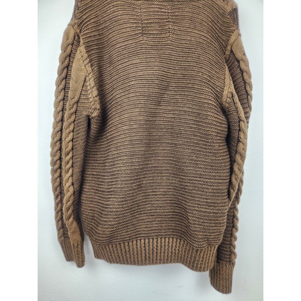 Leif Nelson Sweater Men XXL Brown Cable Knit Toggles Cardigan Pockets - Picture 7 of 10
